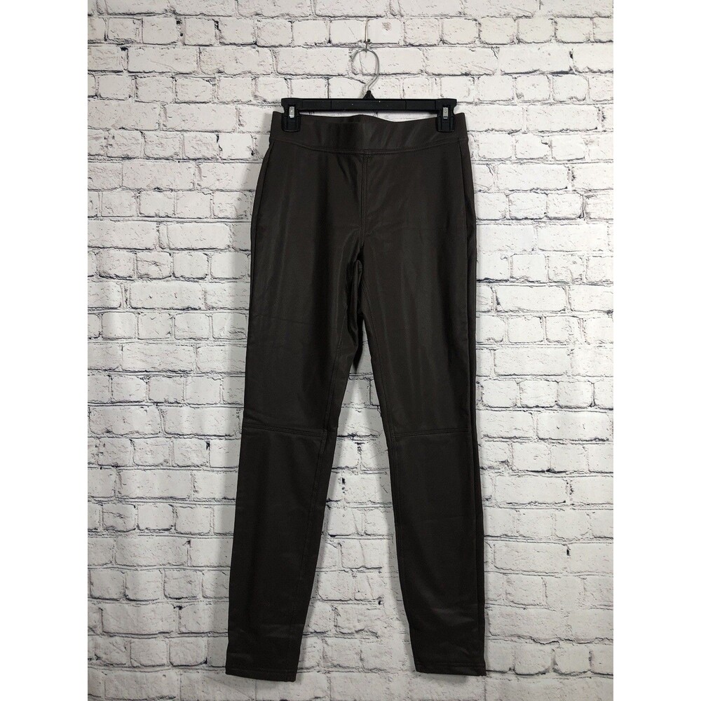 HUE Women Faux Leather Leggings Slim Fit High Waist Stretch Brown Size S NWT‎